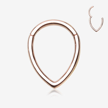 Rose Gold Classic Teardrop Seamless Clicker Hoop Ring